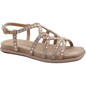 Alma EN Pena - Platte Sandaal - Beige - Glanzende Band - Dames