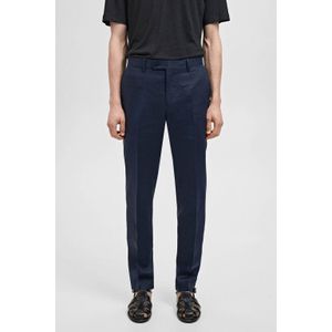 Mango Man - Slim Pantalon - Donkerblauw - 100% Linnen