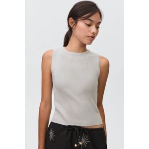 MANGO TEEN mouwloze top zilver met glitter