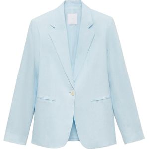 Mango linnen blazer lichtblauw