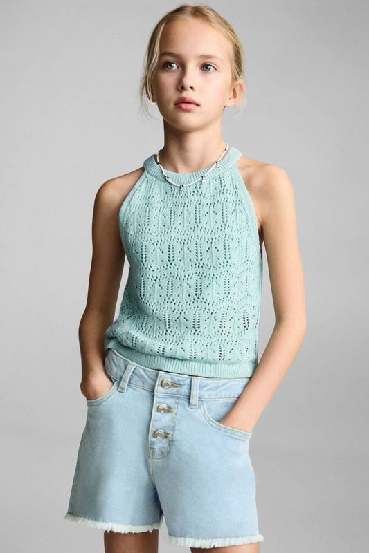 Mango Kids - Denim Short - Blauw - Katoen - Normale Taille