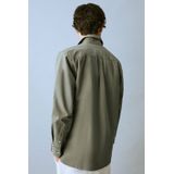 MANGO - Overhemd - Kaki - Katoen