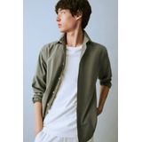 MANGO - Overhemd - Kaki - Katoen