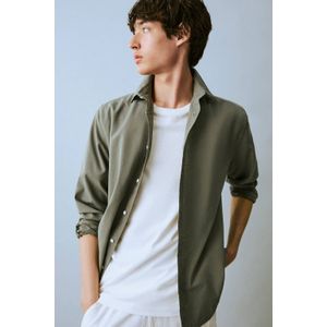 MANGO - Overhemd - Kaki - Katoen