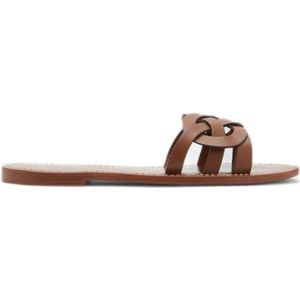 Mango - Leren Slippers - Bruin