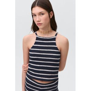 MANGO TEEN cropped top donkerblauw fijn gebreid