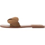 MANGO TEEN - Leren Slippers - Lichtbruin - Leer