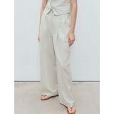 MANGO Bandplooibroek 'BALI'  beige / nachtblauw