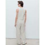 Mango - Wide Leg High Waist Broek - Ecru