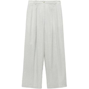 Mango - Wide Leg High Waist Broek - Ecru