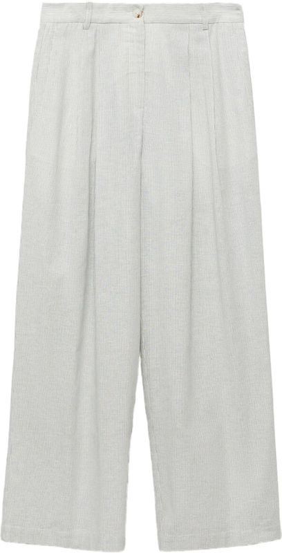 Mango - Wide Leg High Waist Broek - Ecru