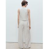 MANGO - Bali - Gilet - Ecru - Blauw