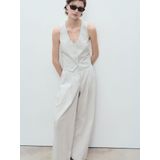 MANGO - Bali - Gilet - Ecru - Blauw