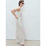 MANGO - Bali - Gilet - Ecru - Blauw