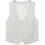 MANGO - Bali - Gilet - Ecru - Blauw