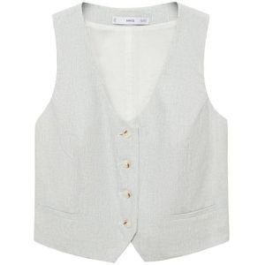 MANGO - Bali - Gilet - Ecru - Blauw