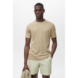 Mango Man - T-shirt - Beige - Performance-collectie - Slim Pasvorm - Korte Mouwen