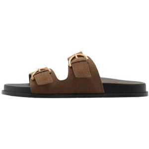 Mango - Suède Slippers - Bruin - Gezondheidsslippers