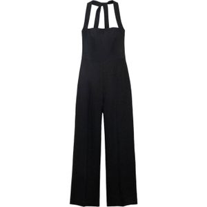 Mango - Wide Leg Jumpsuit - Zwart - 100% Linnen