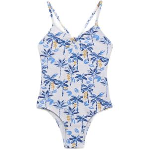 Mango Kids badpak wit/blauw/geel