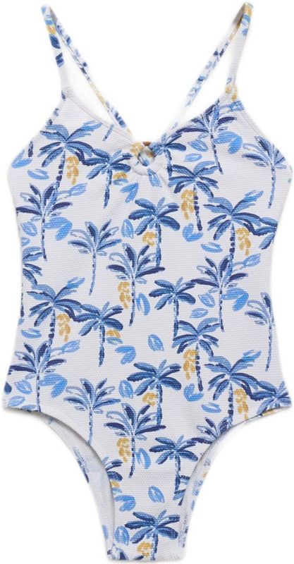 Mango Kids badpak wit/blauw/geel
