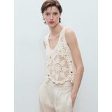 Mango - Top - Ecru - Gehaakt Ontwerp - Katoen