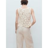 Mango - Top - Ecru - Gehaakt Ontwerp - Katoen