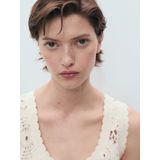 Mango - Top - Ecru - Gehaakt Ontwerp - Katoen