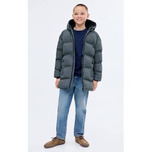 Mango Kids - Gewatteerde Jas - Grijsblauw - Met Capuchon