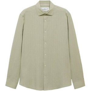 Mango Man - Casual Overhemd - Lichtgroen - Regular Fit - Lange Mouwen