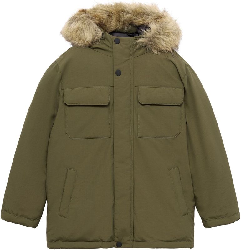 Mango - Kids Parka - Kaki - Winterjas - Met Capuchon