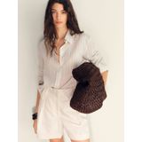 MANGO - Bandplooibroek - Wit - Regular Fit - Kort