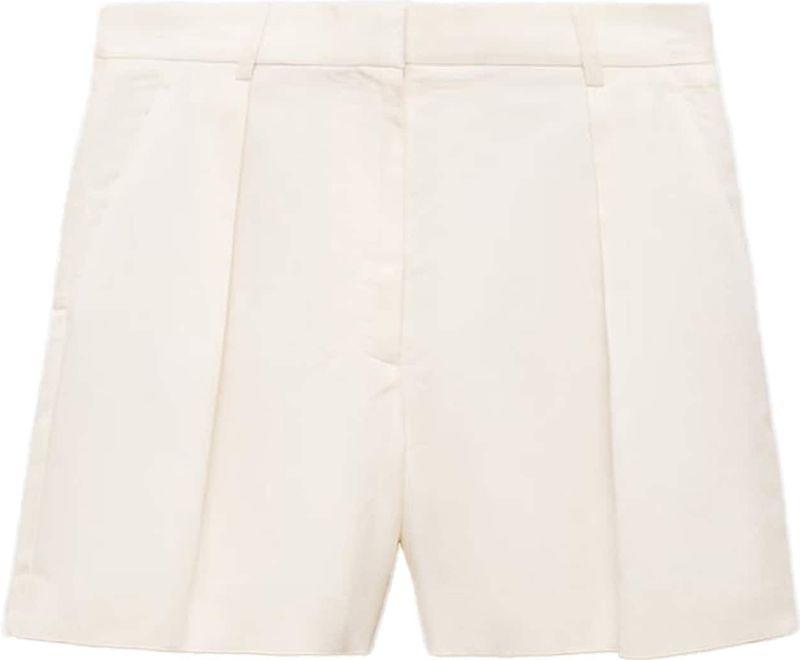 MANGO - Bandplooibroek - Wit - Regular Fit - Kort