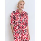 MANGO - Blouse 'JULIA' - Chocoladebruin - Lange Mouw - Bloemenprint