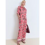 MANGO - Blouse 'JULIA' - Chocoladebruin - Lange Mouw - Bloemenprint