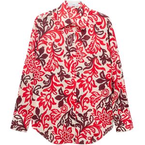 MANGO - Blouse 'JULIA' - Chocoladebruin - Lange Mouw - Bloemenprint