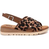 Xti - 14459801 - Sandalen - Bruin - Dierenprint - Veganistisch