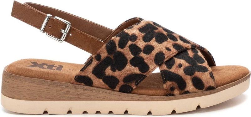 Xti - 14459801 - Sandalen - Bruin - Dierenprint - Veganistisch