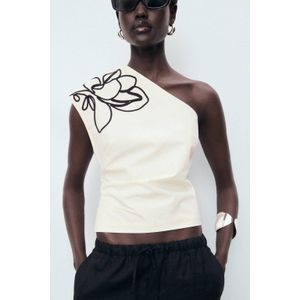 Mango - One Shoulder Top - Ecru