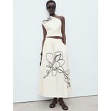 Mango - A-lijn Rok - Ecru - Maxi Lengte - Katoen