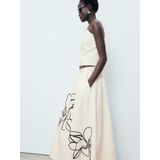 Mango - A-lijn Rok - Ecru - Maxi Lengte - Katoen