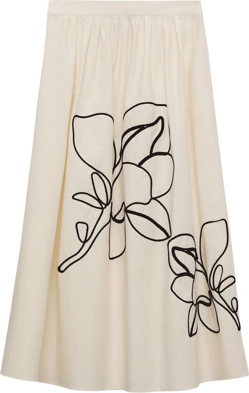 Mango - A-lijn Rok - Ecru - Maxi Lengte - Katoen