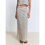 MANGO - Rok - Crème - Gestreept - Maxi Lengte