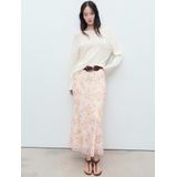 MANGO - Rok - Geel Lichtgroen Oranje Rosa - 7/8 Lengte - Bloemenprint