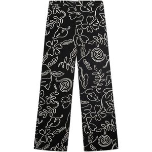 Mango - Wide Leg High Waist Pantalon - Zwart - Dames