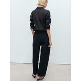 Mango - Straight Regular Waist Broek - Zwart