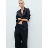 Mango - Straight Regular Waist Broek - Zwart