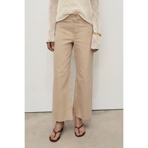 Mango - Cropped Jeans - Beige - Wide Leg Model