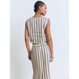 MANGO - Top 'FRED' - Sand - Gestreept - Mouwloos