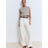 MANGO - Top 'FRED' - Sand - Gestreept - Mouwloos